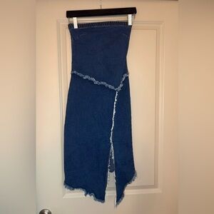 Y2K Blue Strapless Denim Dress